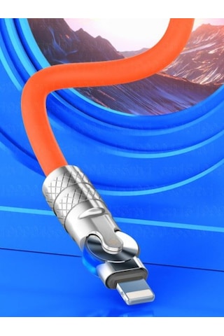 Apple Uyumlu iPhone Lightning Dönebilen Şarj Kablosu Oynar Başlıklı 1.8 Metre