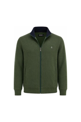 Classics Men Gewer Slim Fit Erkek Tam Fermuarlı Selanik Ceket - 7639 Yeşil