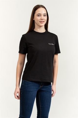 Calvin Klein Kadın Regular Fit Yuvarlak Yakalı %100 Pamuklu Kısa Kollu Siyah T-shirt Lv047e809g-ub1-12826 Siyah