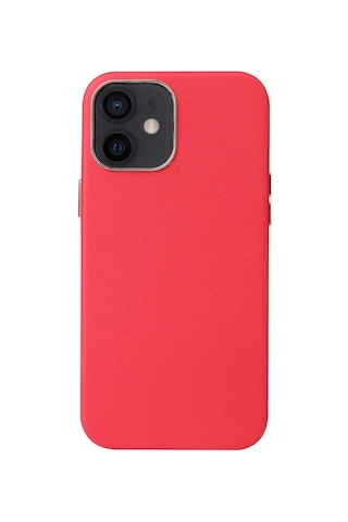 Apple Uyumlu iPhone 12 Mini Uyumlu Zore Leathersafe Wireless Kılıf-kırmızı Kirmizi -