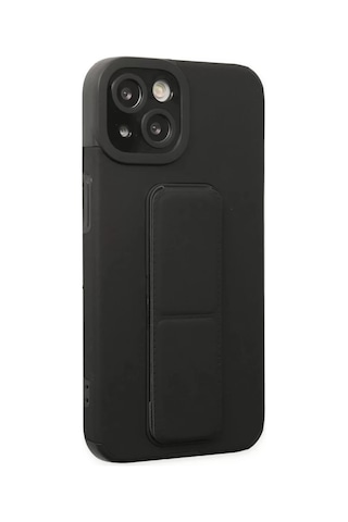 Newface Apple Uyumlu iPhone 14 Plus Kılıf Mega Standlı Silikon - Siyah Resimdeki