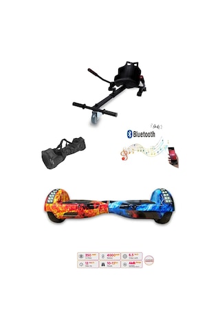 Elektrikli Kaykay Scooter Akıllı Denge Hoverboard + Hoverkart + Çanta Full Ledli Extrem Paket D10