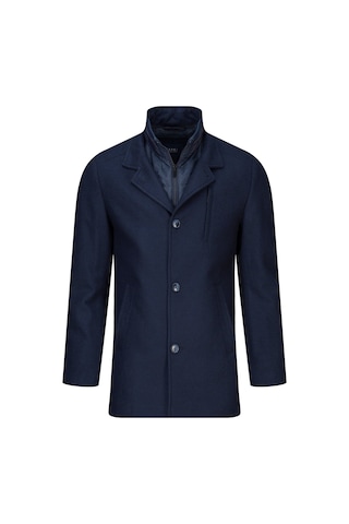 Hatemoğlu Lacivert Slim Fit Hakim Yaka Yünlü Kaşe Palto 2982370 Lacivert