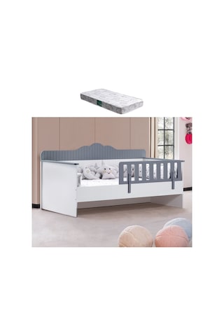 Karyola, Flower Montessori Karyola - Antrasit + 1 Adet Comfort Yatak