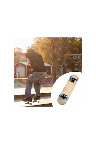 Homyl Çocuklar Boş Kaykay Güvertesi Ahşap Kendin 43cmx13cm Ahşap Rengi Çok Renkli