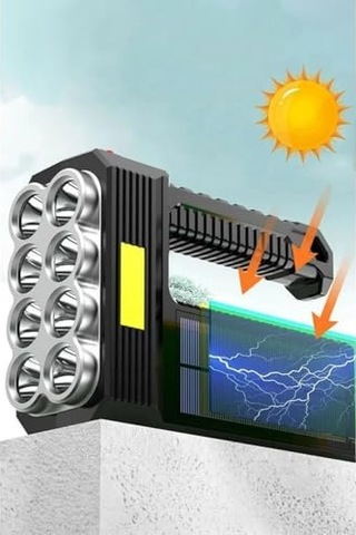 Güneş Enerjili 8 Gözlü Kamp Lambası Solar Ve Uzun Menzilli Kamp Feneri Yüksek Performanslı Işıldak Çok Renkli