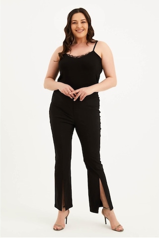 Beli Lastikli Önü Yırtmaçlı Pantolon