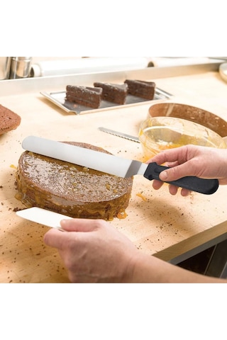 2'li Set Pasta Sıvama Spatulası 36 Cm + Solingen Ölçülü Çelik Spatula Hamur Kazıyıcı Çelik Metalik Diğer