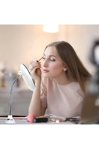 Lemestar 11,5 İnç Büyütmeli Led Aydınlatmalı Esnek Boyunlu Banyo Ve Makyaj Aynası Beyaz