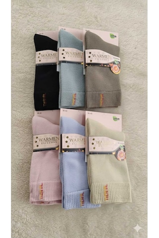 Kadın Bambu Thermal Havlu Çorap, Dikişsiz, Asorti 6'lı Paket, 36-40 Set 1