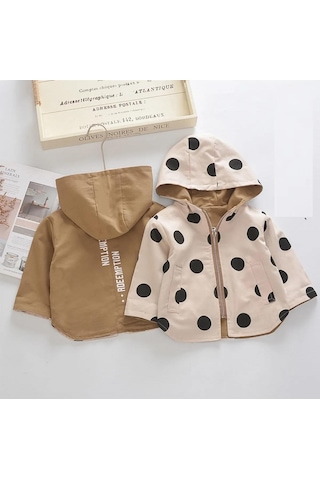 Modavals Kız & Erkek Çocuk Puantiyeli Çift Taraflı Açık Krem& Kahverengi Yağmurluk 489756230 Kahverengi