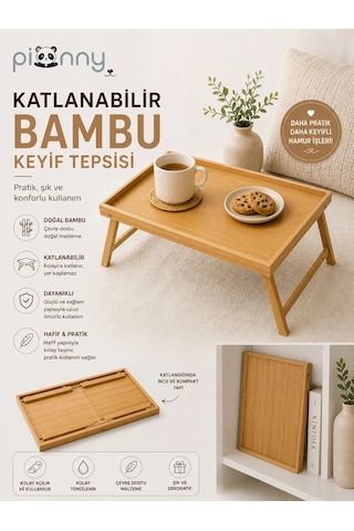 Pionny Katlanabilir Bambu Keyif Tepsisi Çok Renkli