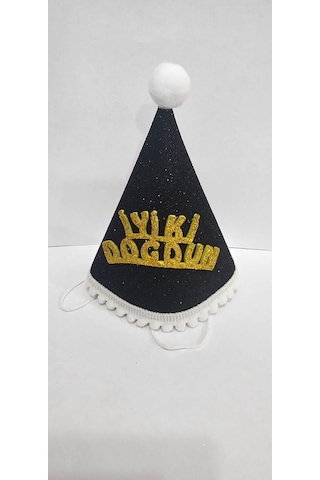 Premium Doğum Günü Özel Gün Giyim İyi Ki Doğdun Siyah Gold Keçe Bebek Şapkası Diğer