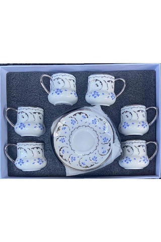 Blue Porselen Kahve Fincan Takımı 6 Kişilik