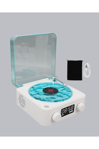 Gece Lambası Stereo Bluetooth Hoparlör Dijital Saatli Vintage Tas