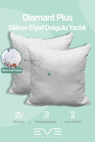 Eve Tekstil 10 Adet Diamant Plus Kare Kırlent Yıkanabilir Antialerjik Silikon Elyaf Yastık 40x40cm 400 Gr