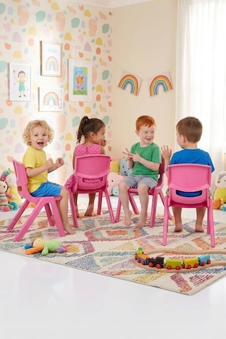 Fiore 4'lü Set Büyük Şirin Çocuk Sandalyesi Pembe Çok Renkli