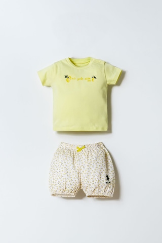 U.s. Polo Assn. Kız Bebek Sarı Şort Takım Sarı