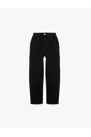 Koton Pamuklu Beli Lastikli Düğmeli Basic Pantolon Siyah 6skb40109tw Siyah