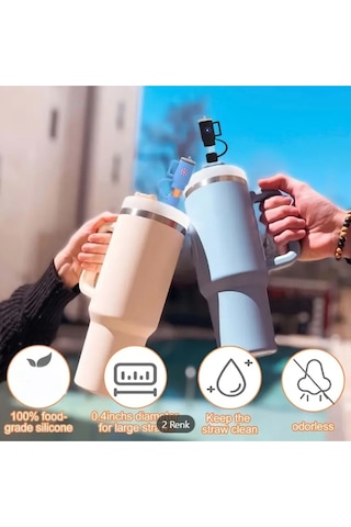 1 Adet Stanl. Pipet Tıpası Silikon Kapak, Termoslar İçin 30&40oz Şekilli Pipet Kılıfı 10 Mm Çap İçin Siyah Termos Şekilli