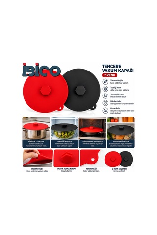 İbico K22-019 Silikon Tencere Vakum Kapağı Renkli- 20'li Paket