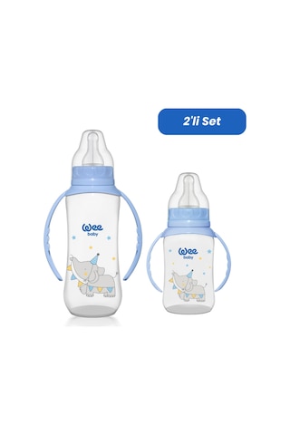 Wee Baby Klasik Kulplu Pp Biberon 150 Ml ve 270 Ml Biberon Seti - Mavi