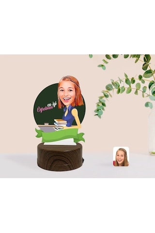 Kişiye Özel En Iyi Öğretmen Karikatürlü Dekoratif 3D Biblo Led Iş (481501346)