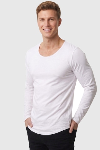 Rizzup Erkek Beyaz %95 Pamuk Slim Fit Kesik Açık Yaka Likralı Penye Sweatshirt Oval Kesim 2602299