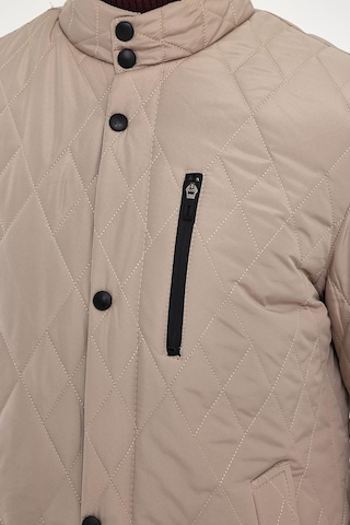 Sivaist Erkek Krem Standart Fit Normal Kesim Içi Kürklü Dik Yaka Çıtçıtlı Dolgulu Desenli Overcoat-Krem
