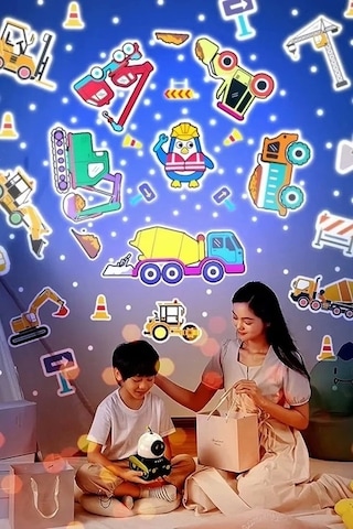 Robot Projeksiyon Gece Lambası Hoparlörlü Şarjlı Yıldızlı Gökyüzü Temalı Led Projeksiyon Lambası Çok Renkli