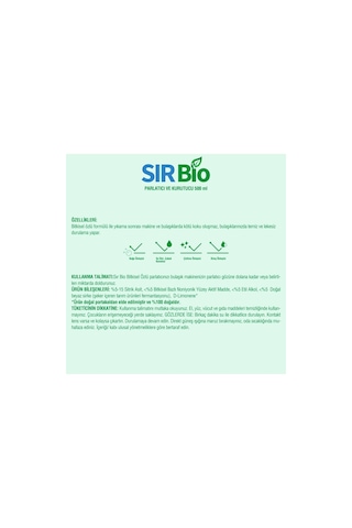 Sır Bio Bitkisel Özlü Bulaşık Makinesi Parlatıcı & Kurutucu 500 ML