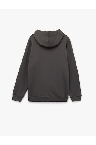 Koton Uzun Kollu Şardonlu Fermuarlı Kanguru Cepli Sweatshirt Antrasit 6wam70018mk Antrasit
