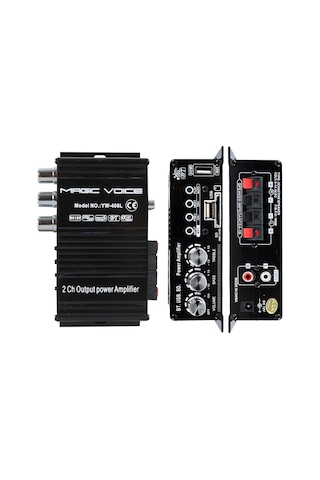 Magicvoice YW-406L12 V 100 W Motosiklet Bluetooth USB/SD 2 Kanal Pazarcı Anfi 154 x 80 x 42 MM
