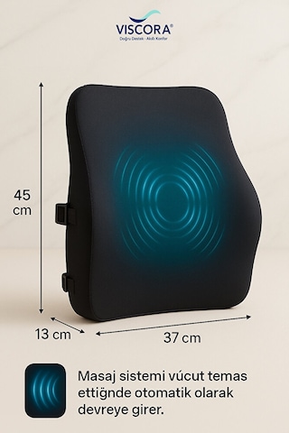 Vıscora Masaj Sistemli Ortopedik Sırt Minderi Omurga Dostu Ergonomik Bel Desteği Siyah