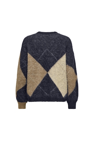 Only Noeme Life Ls Jacquard O-neck Kadın Triko Kazak Jakarlı Bisiklet Yaka Mavi
