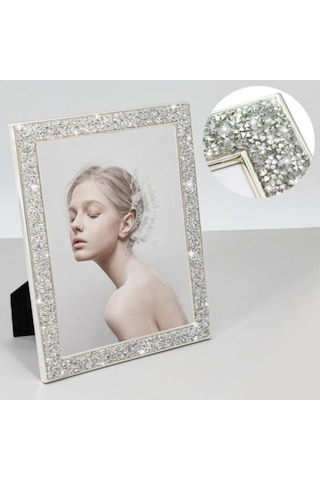 Novahub Gümüş Elektroliz Rhinestone Kenar 5/6/7 İnç Fotoğraf Çerçevesi