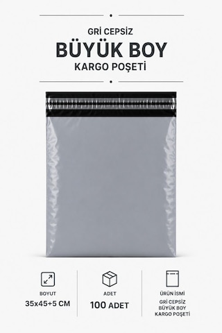 Northcity Gri Cepsiz Büyük Boy Kargo Poşeti 35x45+5 Cm 100 Adet