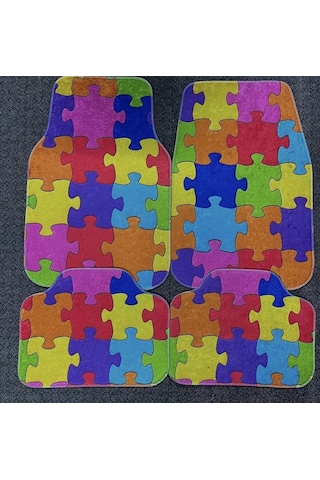 Lego Puzzle Desen Kaymaz Taban Dekoratif Oto Halı Paspas Üniversal Yıkanabilir Kancalı Kumaş Anahta