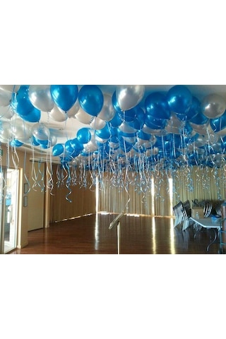 25 Adet Metalik Lacivert Koyu Mavi + Gümüş Gri Karışık Balon