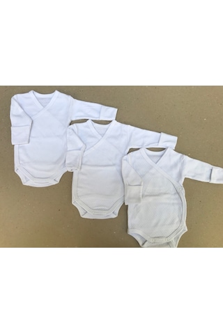 Özdemirlitekstil Bebelino Çıtçıtlı Badi Kruvaze (3'Lü Paket) (456373120) Beyaz