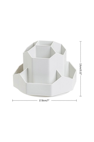 Ganzhoushop Ofis Okul İçin Kalemlik Dönen Masa Düzenleyici 360 Dönen Kalemlik Büyük Kapasiteli Kırtasiye Saklama Kutusu Beyazaçık Gri