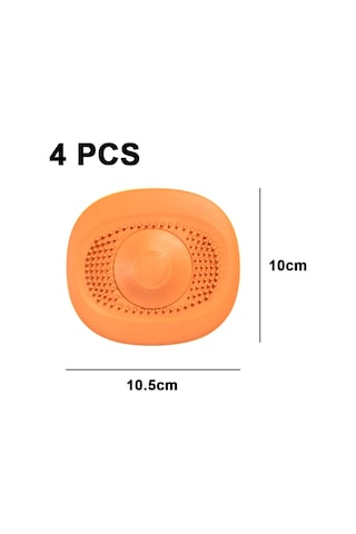 Springsun 4 Adet Silikon Banyo Gider Kapağı - Saç Ve Pislik Tutucu, Kokuyu Önleyici Portakal