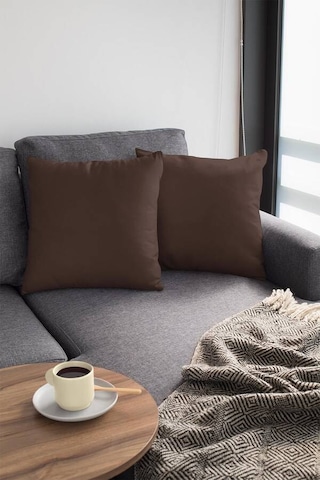 Kahve Tek Renk 4'lü Set Çift Taraflı Kırlent Kılıfı 4krl005n11 Kahverengi