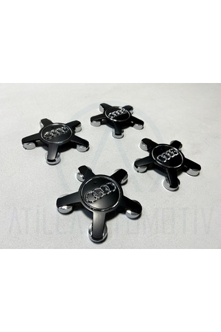 4 X Audi A3 8p 03-12 Ahtapot Çelik Jant Göbek Seti Siyah 112mm