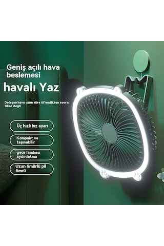 Eternal Luck Masaüstü Gece Lambası Şarj Edilebilir Fan Mavi