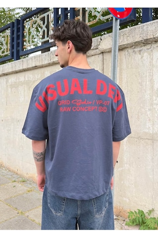 Zaee Back Baskılı Oversize Tişört Lacivert