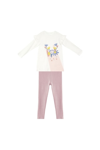 Denokids Mshb&g Çiçekli Tavşan Kız Çocuk Kadife Tayt Tunik Takım Çok Renkli