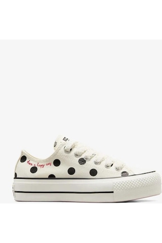 Converse Chuck Taylor All Star Lift Polka Dots Kadın Krem Platform Sneaker-6618 Krem