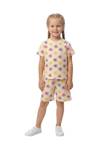 New Kids Renkli Güneş Desenli Kız Çocuk Şortlu Takım-91144 Pudra