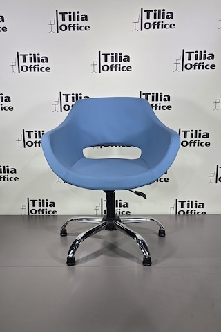 Monaco Çalışma Kesim Kuaför Koltuğu Yonca Sabit Krom Ayak Açık Mavi